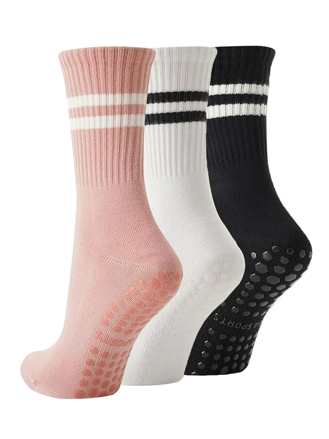 3足組のヨガソックス、滑り止め付きプロフェッショナル女性用ピ - Medias Para Pilates Y Yoga のレビューと価格