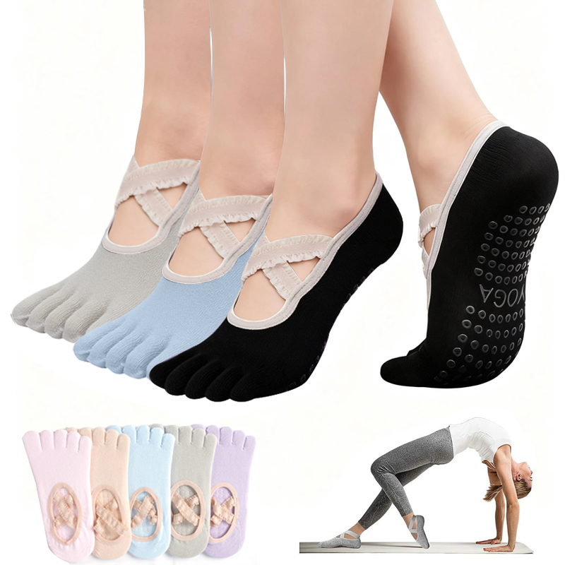 レディースノンスリップピラティスソックス女性レース包帯ヨガソ - Medias Para Pilates Y Yoga のレビューと価格