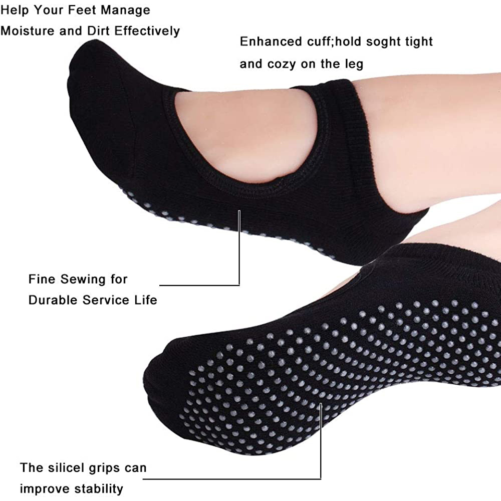 バックレスノンスリップフィットネスピラティスソックス綿女性ス - Medias Para Pilates Y Yoga のレビューと価格