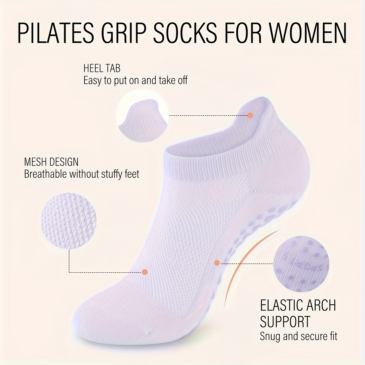 女性用グリップ付きピラティスソックス1組、ヨガ、バレエ、ベア - Medias Para Pilates Y Yoga のレビューと価格