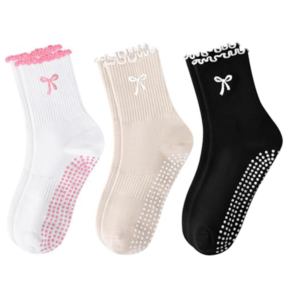 滑り止めグリップ付きピラティスソックス1組、純綿通気性ヨガソ - Medias Para Pilates Y Yoga のレビューと価格